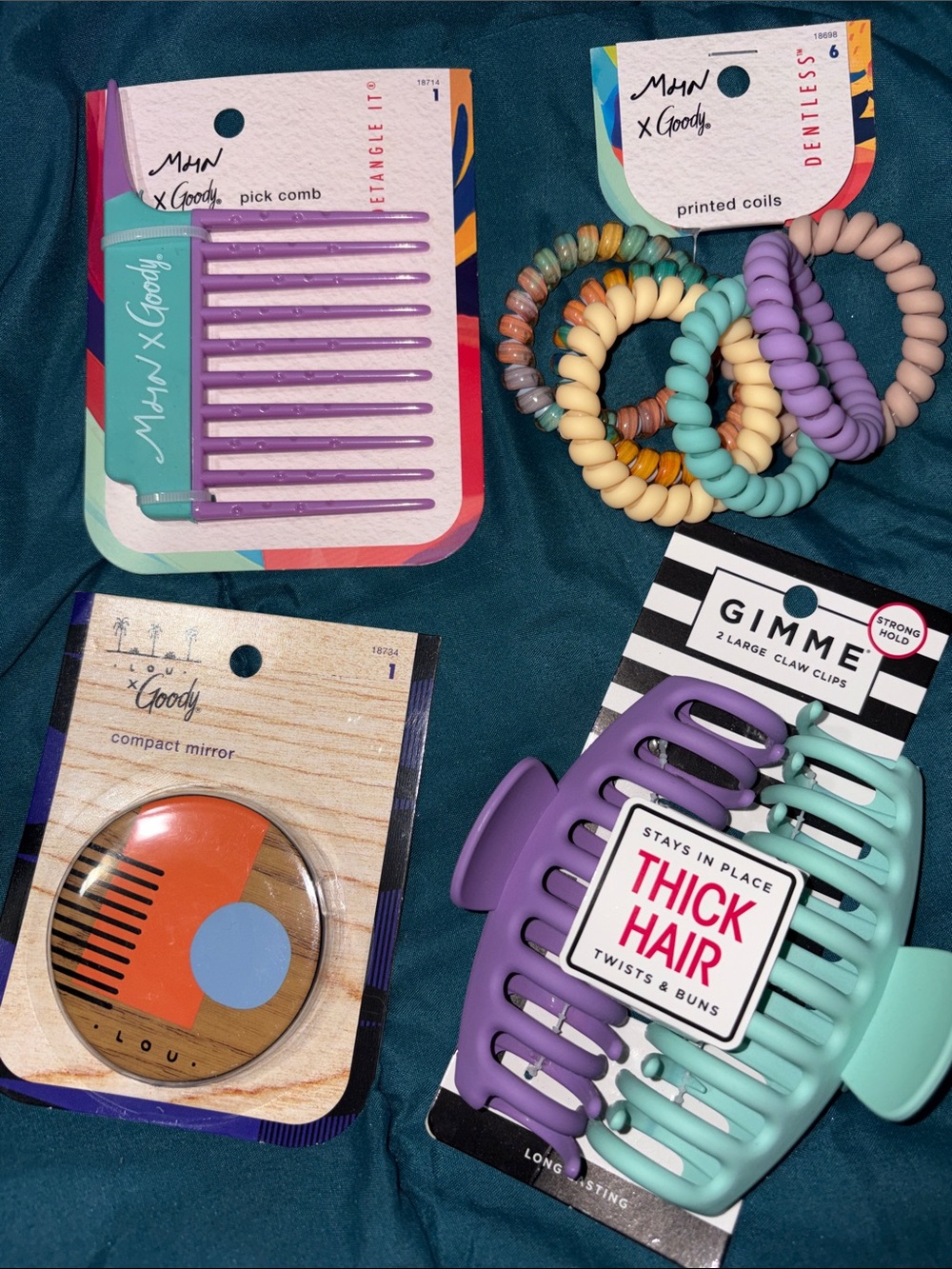 Goody MHN 6 PK Coils & Pick Comb, Lou- Compact & GIMME Thick Hair Claw Clips